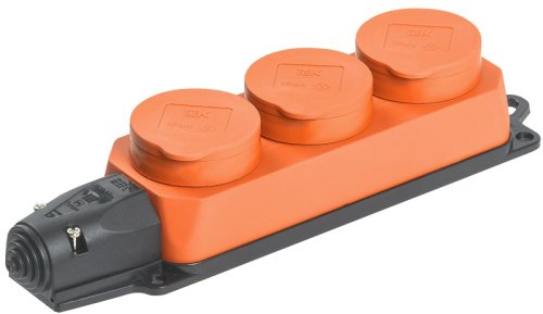 Колодка удлинителя с заземлением IEK Омега 3-м с крышкой 16А 3500Вт IP44 каучук оранжевый фото Колодка удлинителя с заземлением IEK Омега 3-м с крышкой 16А 3500Вт IP44 каучук оранжевый картинка